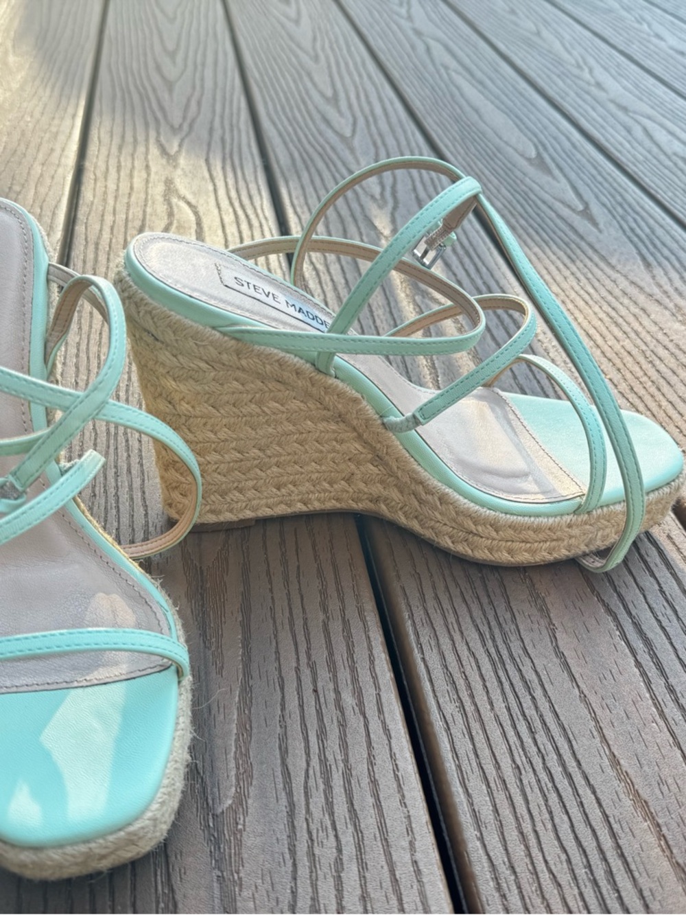 Steve Madden Mint Green / teal / aqua Espadrille Wedge Sandals